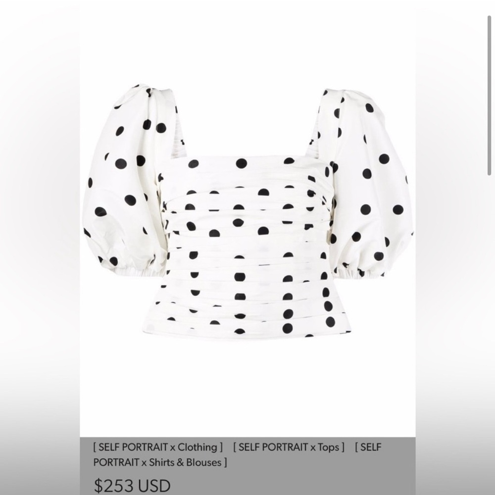 Self Portrait Polka Dot Puff Sleeve Blouse